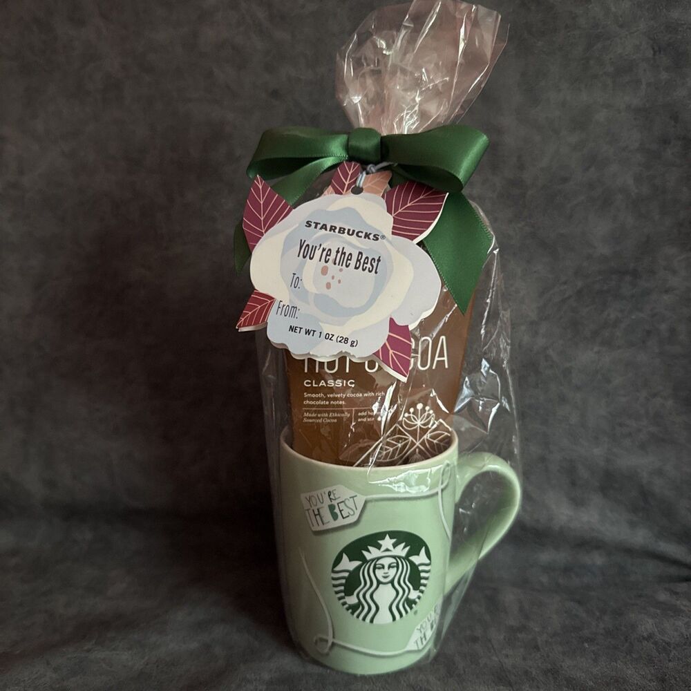 Starbucks 2020 Gift Set Green YOU'RE THE BEST Mug w/ Hot Cocoa NEW Prop